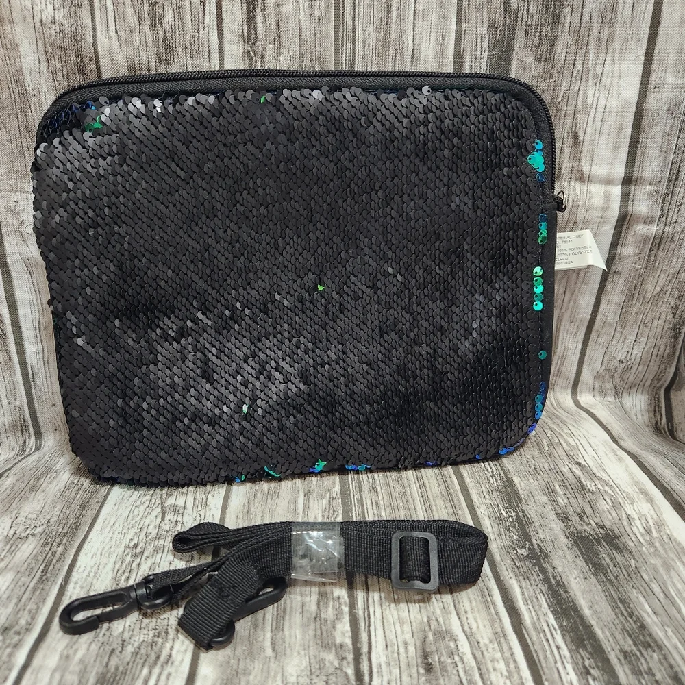 Sparkle sequin tablet case with strap